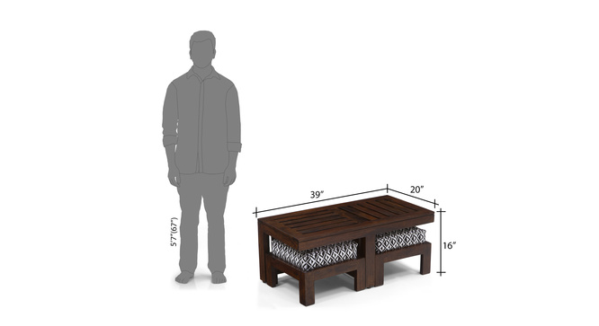 Caffino Coffee Table Set(Walnut&Black&White)